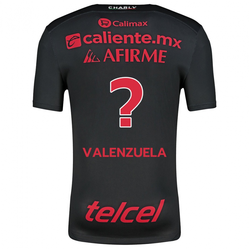 Niño Camiseta Carlos Valenzuela #0 Negro Rojo 1ª Equipación 2024/25 La Camisa Chile