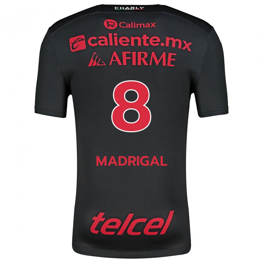 Niño Camiseta Fernando Madrigal #8 Negro Rojo 1ª Equipación 2024/25 La Camisa Chile