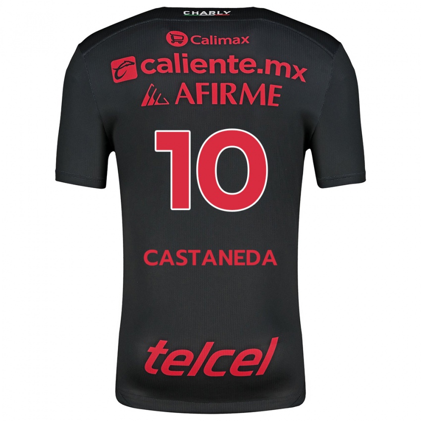 Niño Camiseta Kevin Castañeda #10 Negro Rojo 1ª Equipación 2024/25 La Camisa Chile