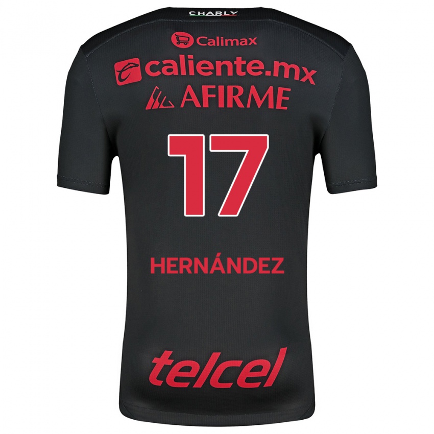 Niño Camiseta Rubén Hernández #17 Negro Rojo 1ª Equipación 2024/25 La Camisa Chile