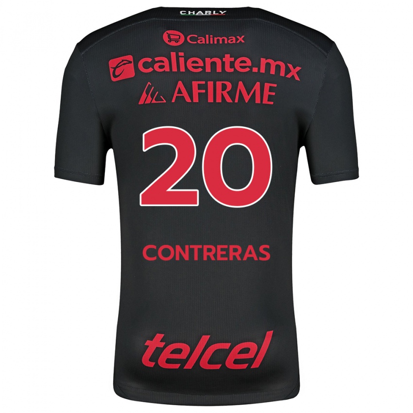 Niño Camiseta Francisco Contreras #20 Negro Rojo 1ª Equipación 2024/25 La Camisa Chile