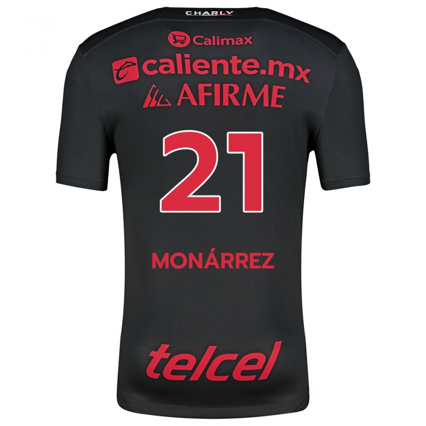 Niño Camiseta Fernando Monárrez #21 Negro Rojo 1ª Equipación 2024/25 La Camisa Chile