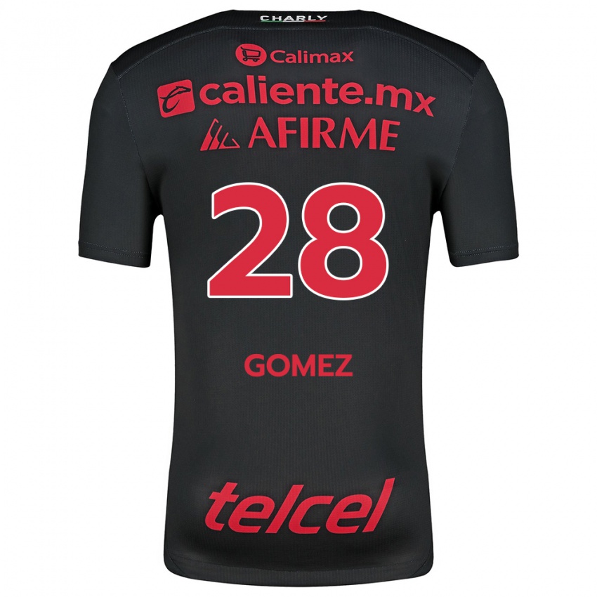 Niño Camiseta Alejandro Gómez #28 Negro Rojo 1ª Equipación 2024/25 La Camisa Chile