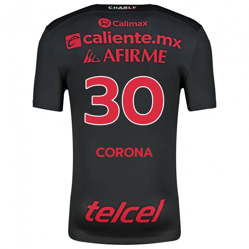 Niño Camiseta Jesús Corona #30 Negro Rojo 1ª Equipación 2024/25 La Camisa Chile