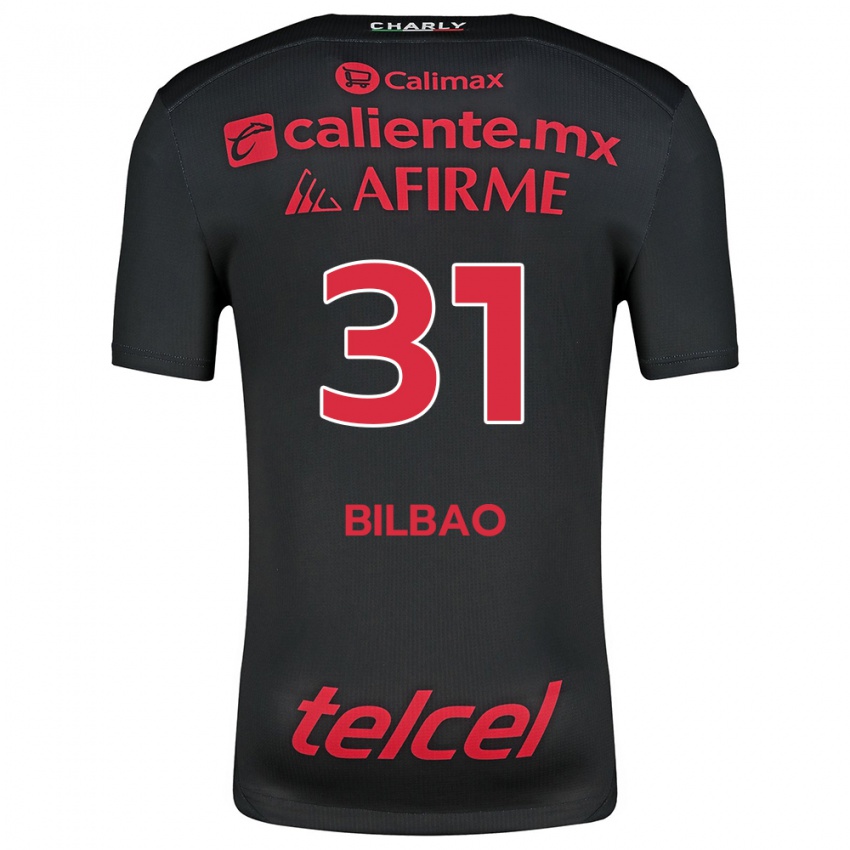 Niño Camiseta Unai Bilbao #31 Negro Rojo 1ª Equipación 2024/25 La Camisa Chile