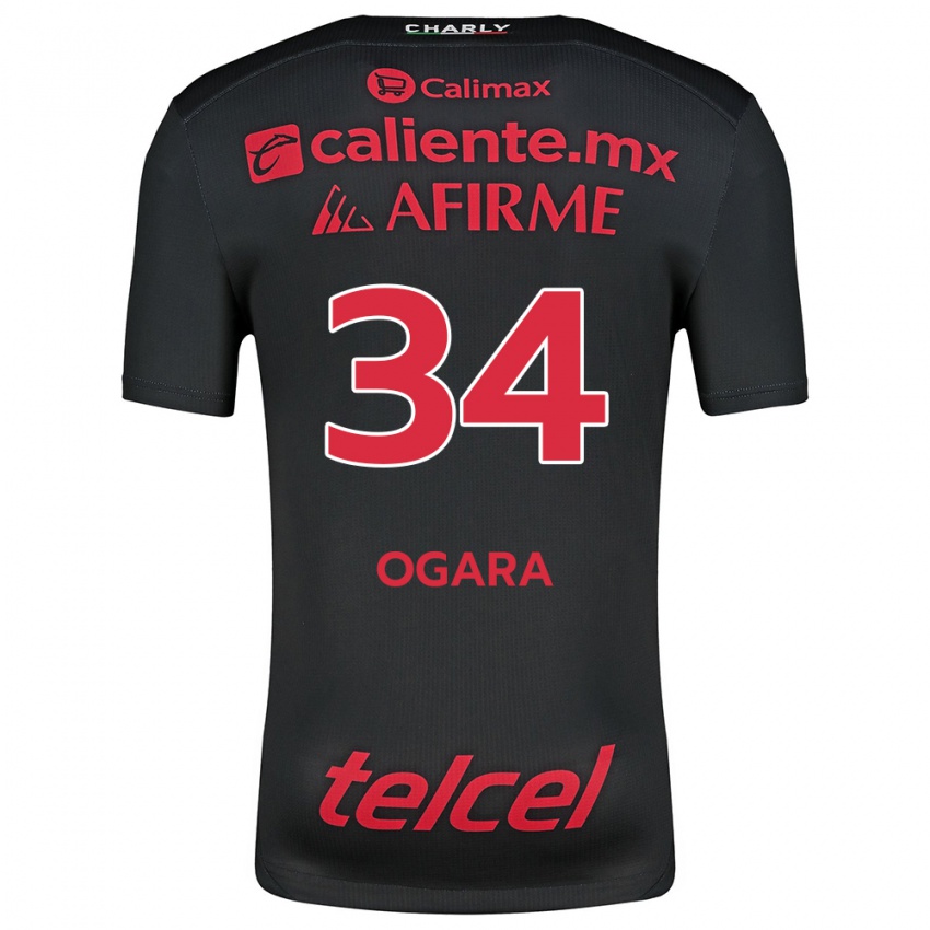 Niño Camiseta Gerson Ogara #34 Negro Rojo 1ª Equipación 2024/25 La Camisa Chile