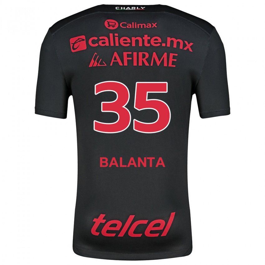 Niño Camiseta Kevin Balanta #35 Negro Rojo 1ª Equipación 2024/25 La Camisa Chile