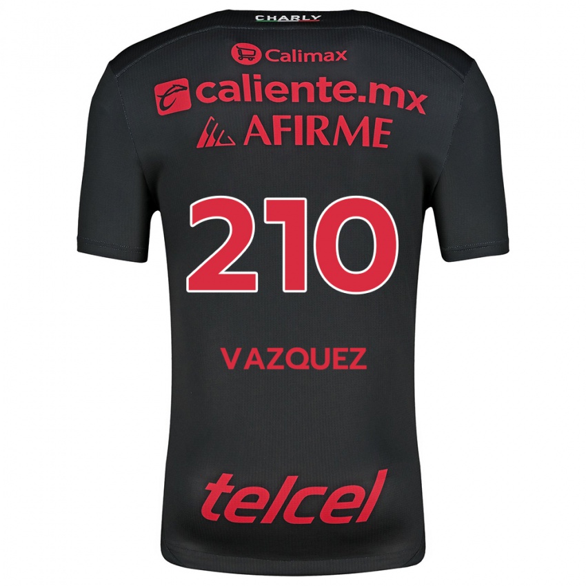 Niño Camiseta Daniel Vázquez #210 Negro Rojo 1ª Equipación 2024/25 La Camisa Chile