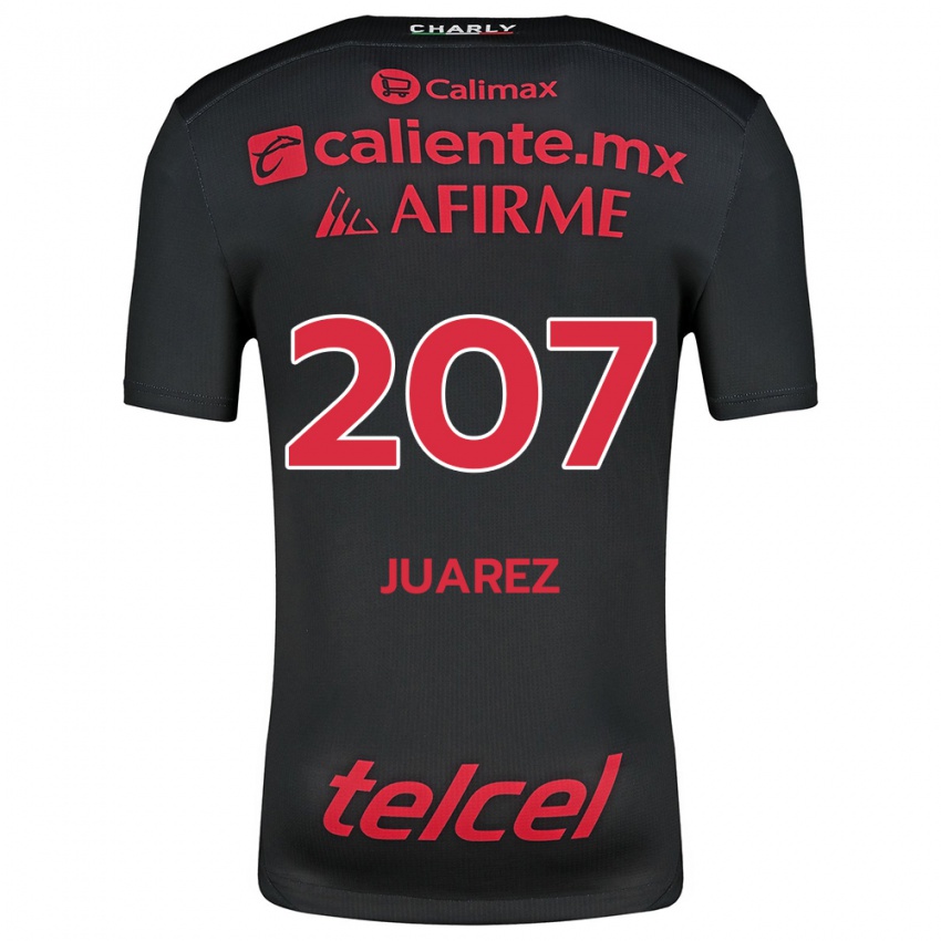 Niño Camiseta José Juárez #207 Negro Rojo 1ª Equipación 2024/25 La Camisa Chile