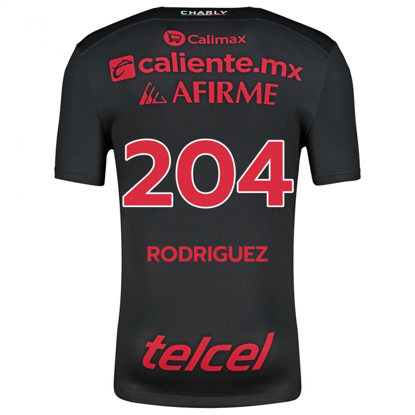 Niño Camiseta Jesús Rodríguez #204 Negro Rojo 1ª Equipación 2024/25 La Camisa Chile