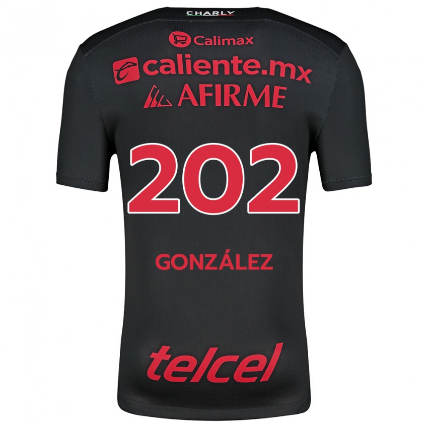 Niño Camiseta Joban González #202 Negro Rojo 1ª Equipación 2024/25 La Camisa Chile