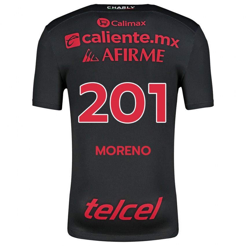 Niño Camiseta Jesús Moreno #201 Negro Rojo 1ª Equipación 2024/25 La Camisa Chile