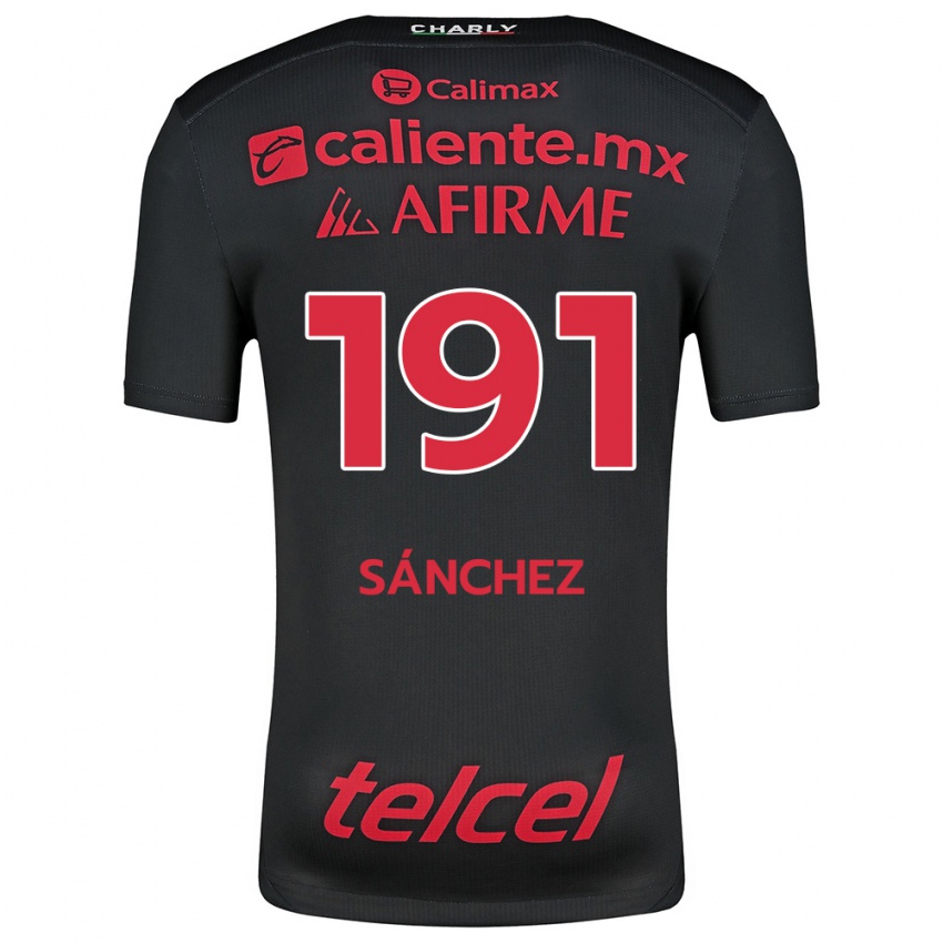 Niño Camiseta Diego Sánchez #191 Negro Rojo 1ª Equipación 2024/25 La Camisa Chile