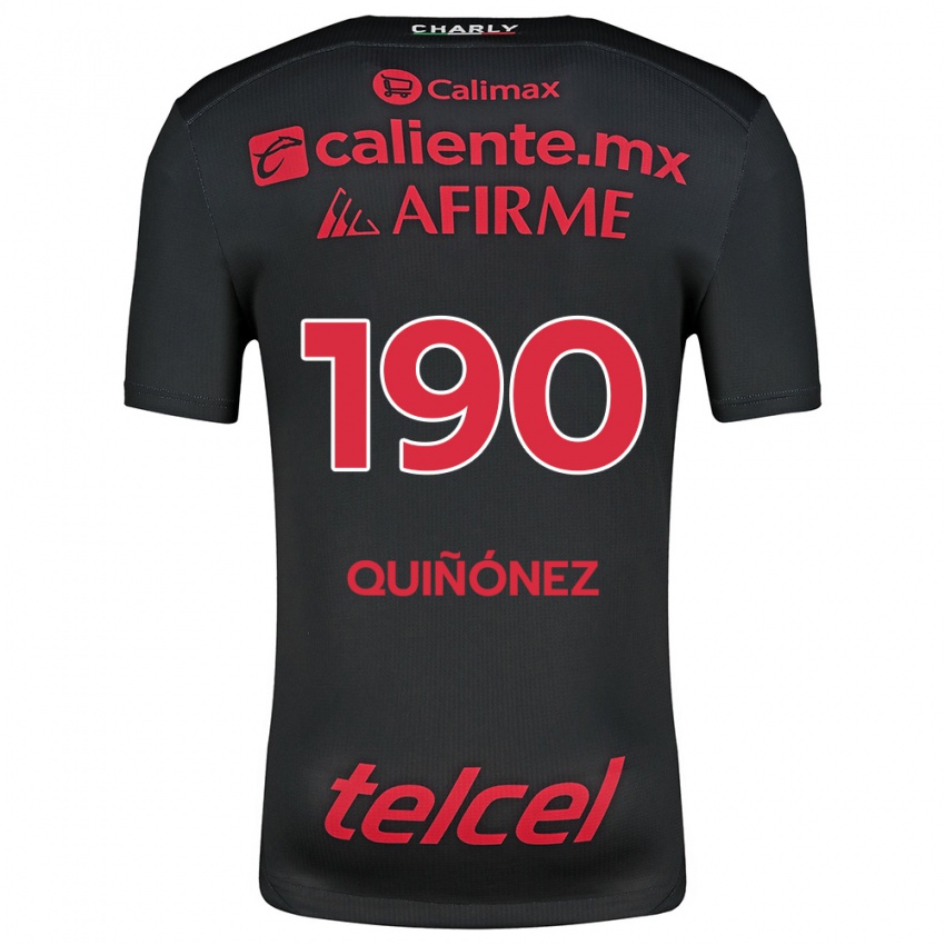 Niño Camiseta Martín Quiñónez #190 Negro Rojo 1ª Equipación 2024/25 La Camisa Chile