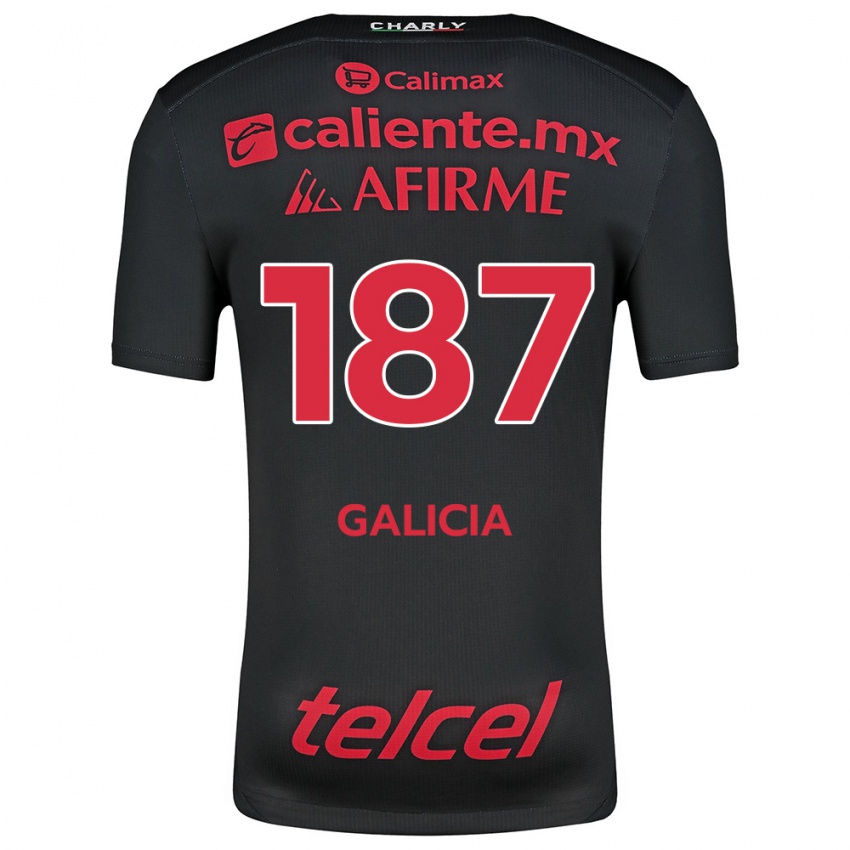 Niño Camiseta Carlos Galicia #187 Negro Rojo 1ª Equipación 2024/25 La Camisa Chile