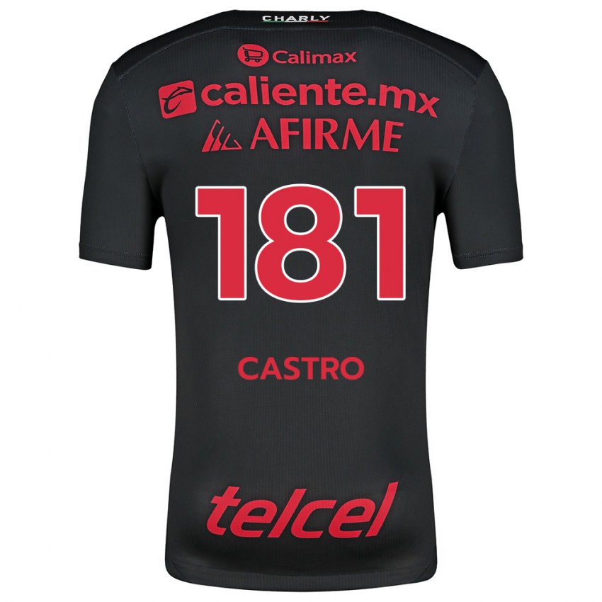 Niño Camiseta José Castro #181 Negro Rojo 1ª Equipación 2024/25 La Camisa Chile