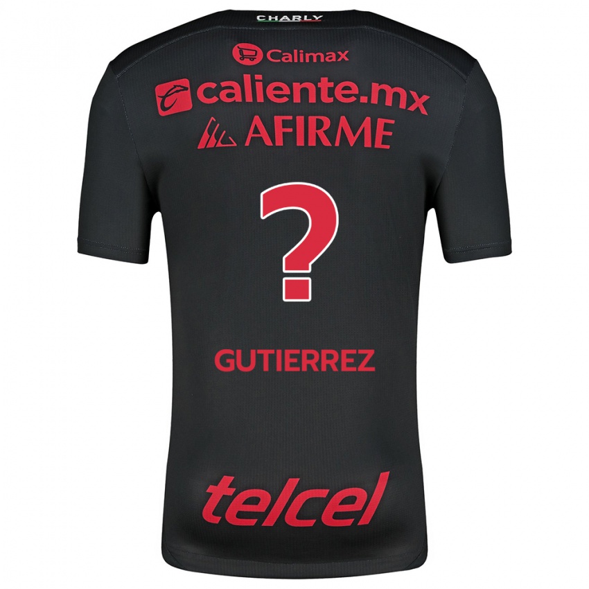 Niño Camiseta Dayán Gutiérrez #0 Negro Rojo 1ª Equipación 2024/25 La Camisa Chile