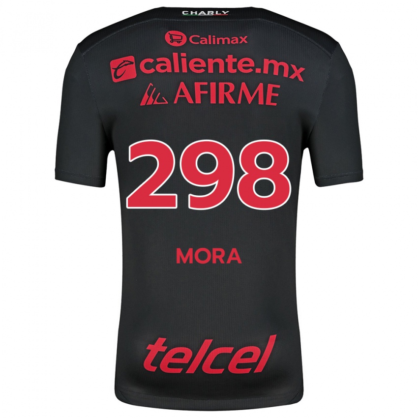 Niño Camiseta Gilberto Mora #298 Negro Rojo 1ª Equipación 2024/25 La Camisa Chile