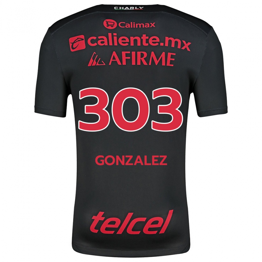 Niño Camiseta Osmar González #303 Negro Rojo 1ª Equipación 2024/25 La Camisa Chile