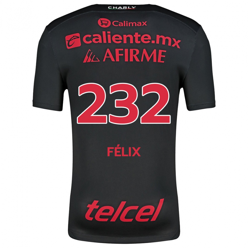 Niño Camiseta Erick Félix #232 Negro Rojo 1ª Equipación 2024/25 La Camisa Chile