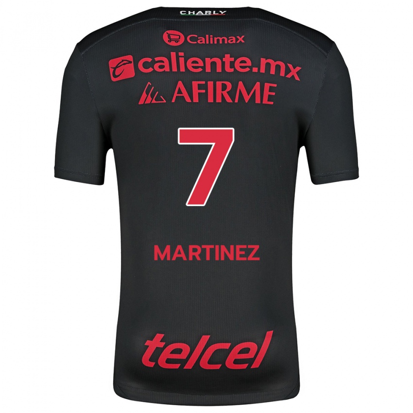 Niño Camiseta Alejandro Martínez #7 Negro Rojo 1ª Equipación 2024/25 La Camisa Chile