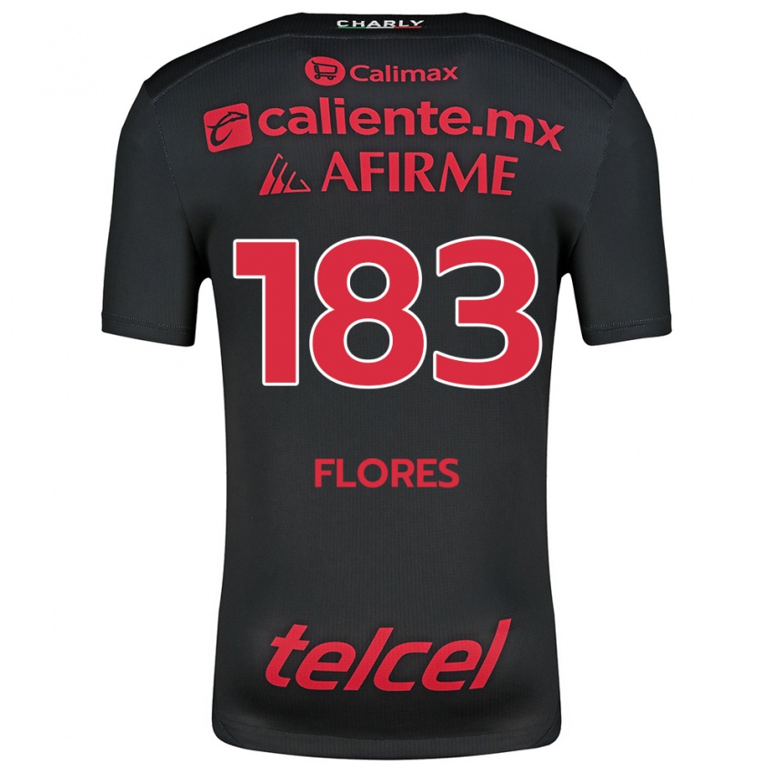 Niño Camiseta Abraham Flores #183 Negro Rojo 1ª Equipación 2024/25 La Camisa Chile