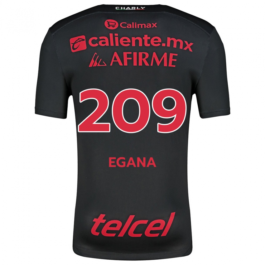 Niño Camiseta Arath Egaña #209 Negro Rojo 1ª Equipación 2024/25 La Camisa Chile