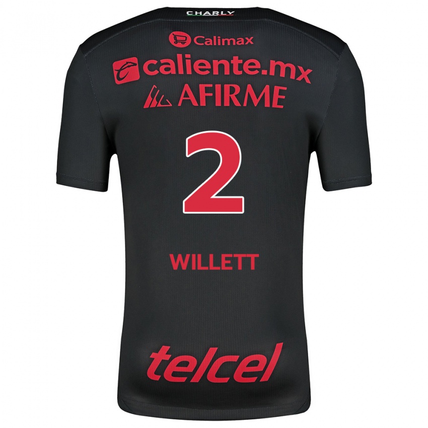 Niño Camiseta Adyson Willett #2 Negro Rojo 1ª Equipación 2024/25 La Camisa Chile