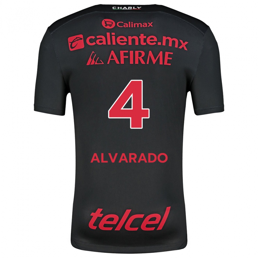 Niño Camiseta Mónica Alvarado #4 Negro Rojo 1ª Equipación 2024/25 La Camisa Chile