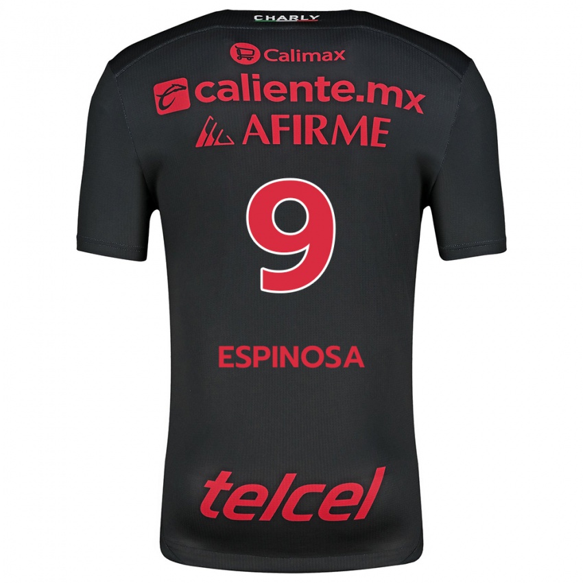 Niño Camiseta Daniela Espinosa #9 Negro Rojo 1ª Equipación 2024/25 La Camisa Chile