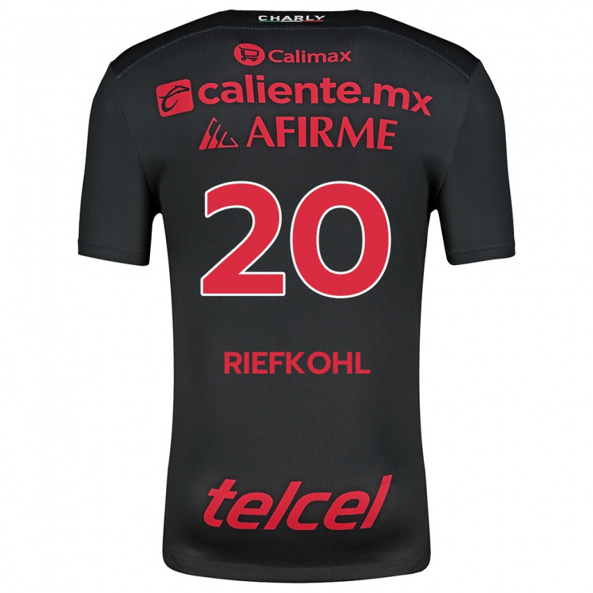 Niño Camiseta Luciana Riefkohl #20 Negro Rojo 1ª Equipación 2024/25 La Camisa Chile