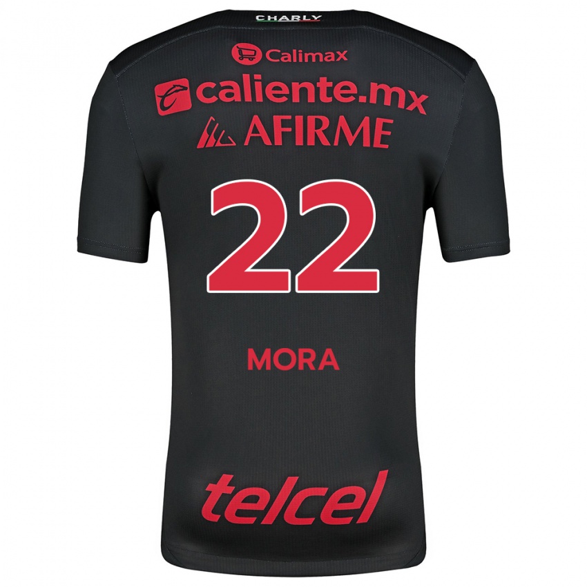 Niño Camiseta Bianca Mora #22 Negro Rojo 1ª Equipación 2024/25 La Camisa Chile