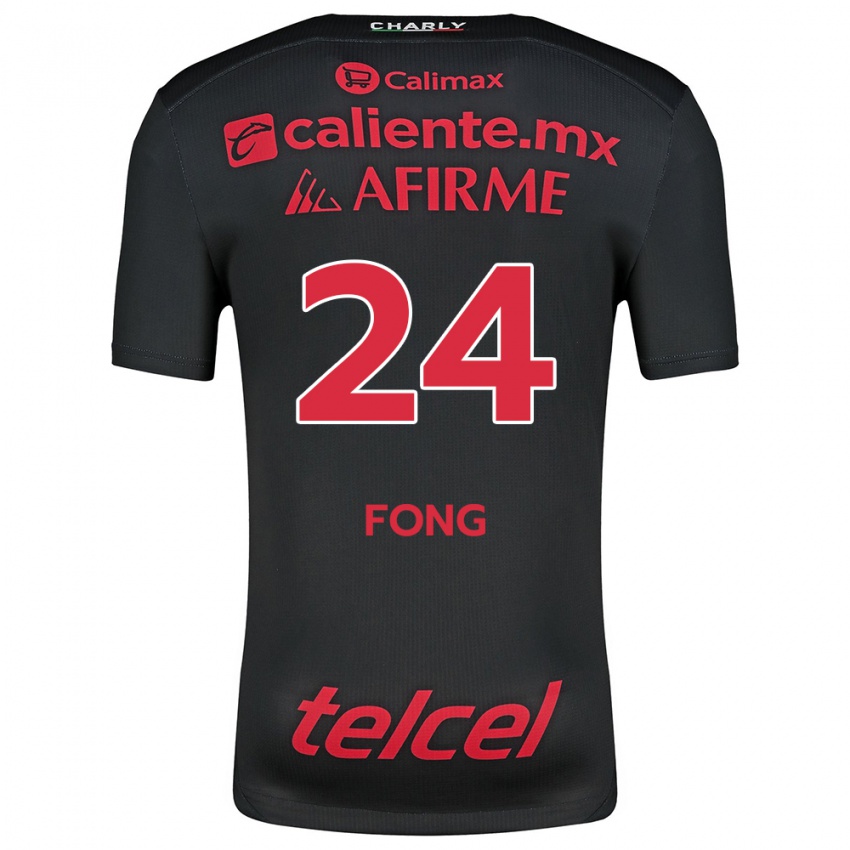 Niño Camiseta Michel Fong #24 Negro Rojo 1ª Equipación 2024/25 La Camisa Chile