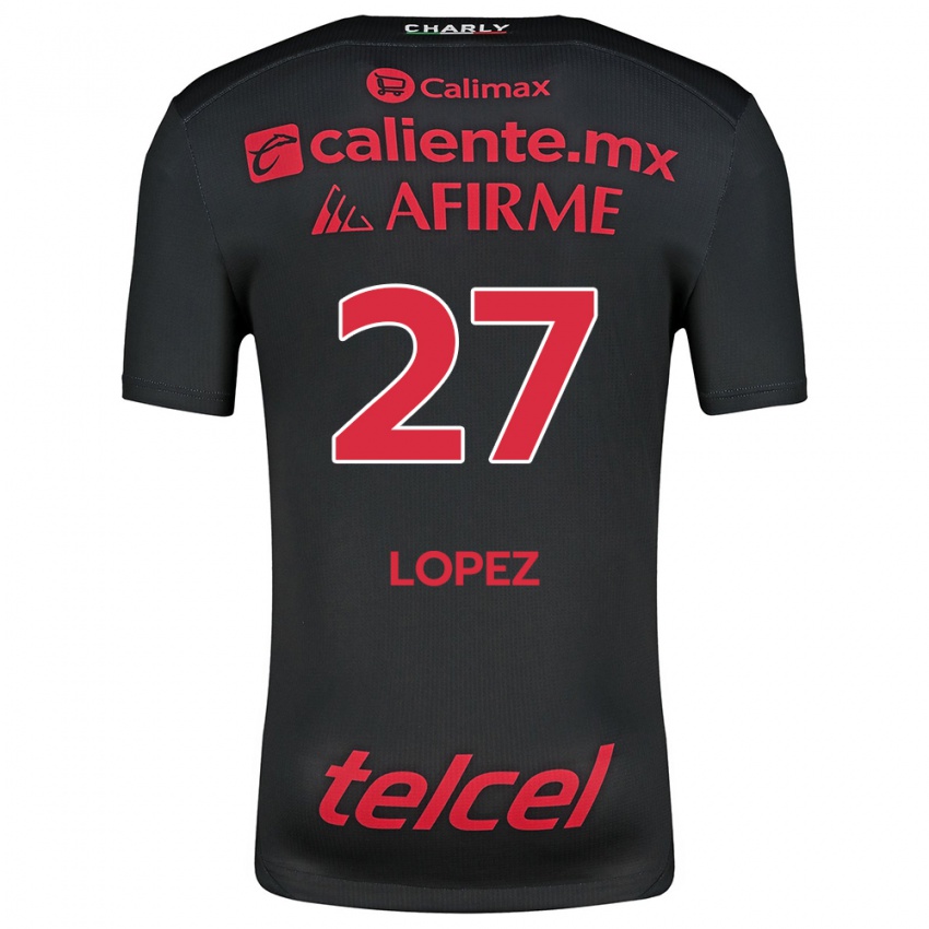 Niño Camiseta Victoria López #27 Negro Rojo 1ª Equipación 2024/25 La Camisa Chile