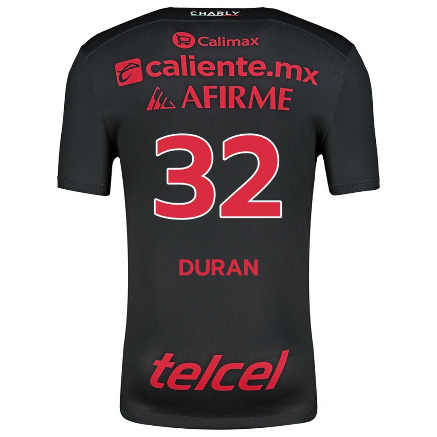 Niño Camiseta Ailed Duran #32 Negro Rojo 1ª Equipación 2024/25 La Camisa Chile