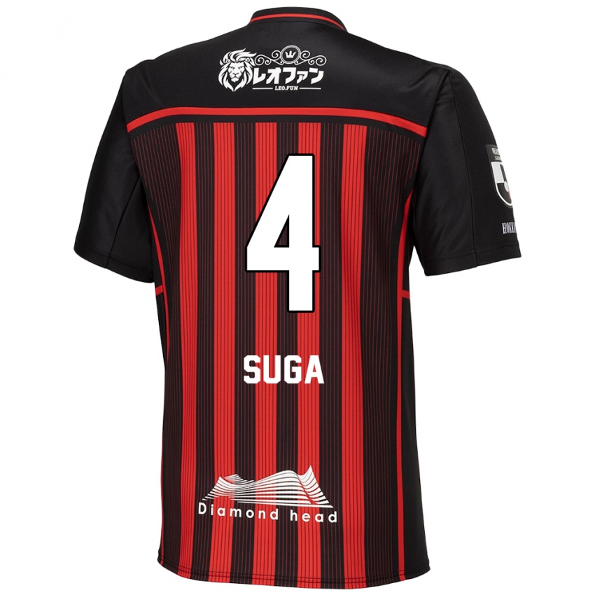 Niño Camiseta Daiki Suga #4 Negro Rojo 1ª Equipación 2024/25 La Camisa Chile