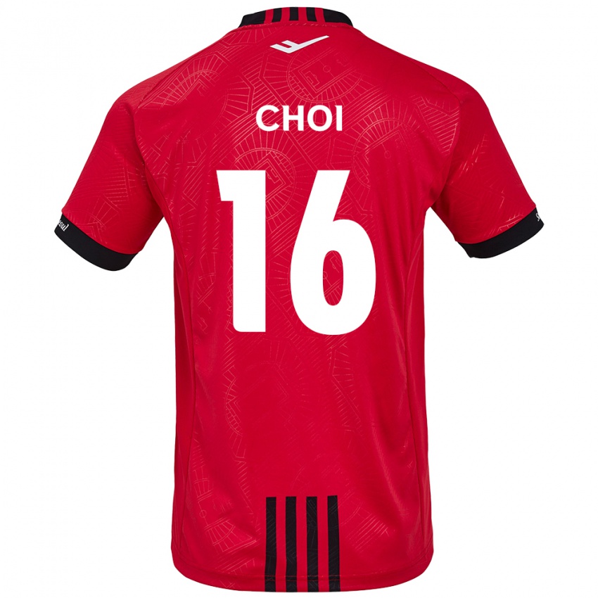 Niño Camiseta Jun Choi #16 Negro Rojo 1ª Equipación 2024/25 La Camisa Chile