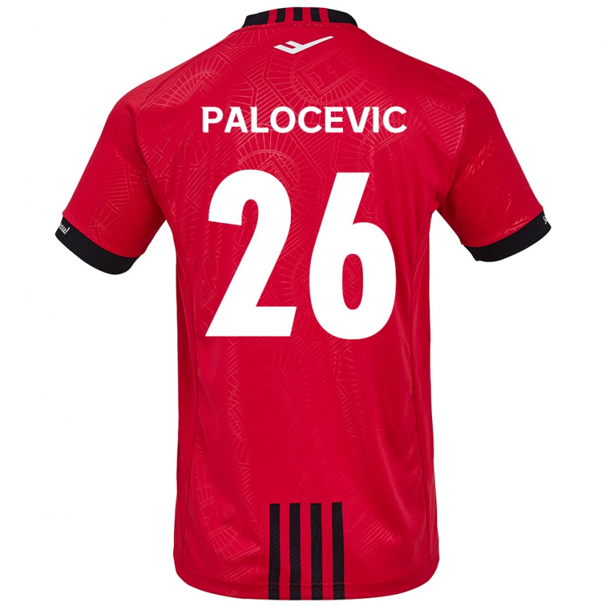 Niño Camiseta Aleksandar Palocevic #26 Negro Rojo 1ª Equipación 2024/25 La Camisa Chile