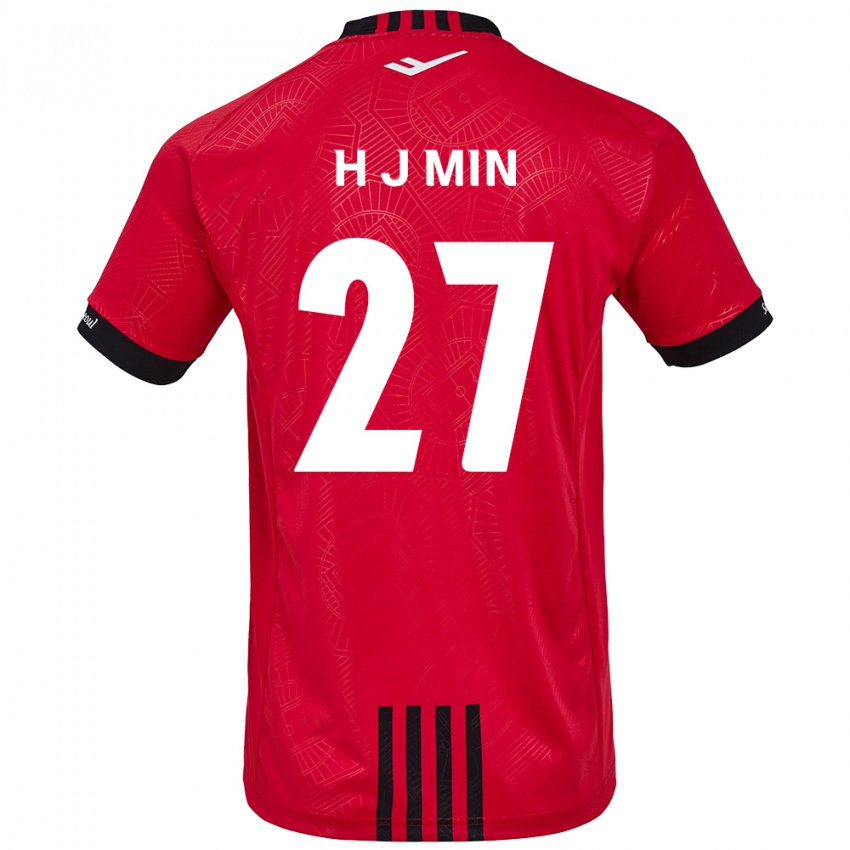 Niño Camiseta Ji-Hoon Min #27 Negro Rojo 1ª Equipación 2024/25 La Camisa Chile