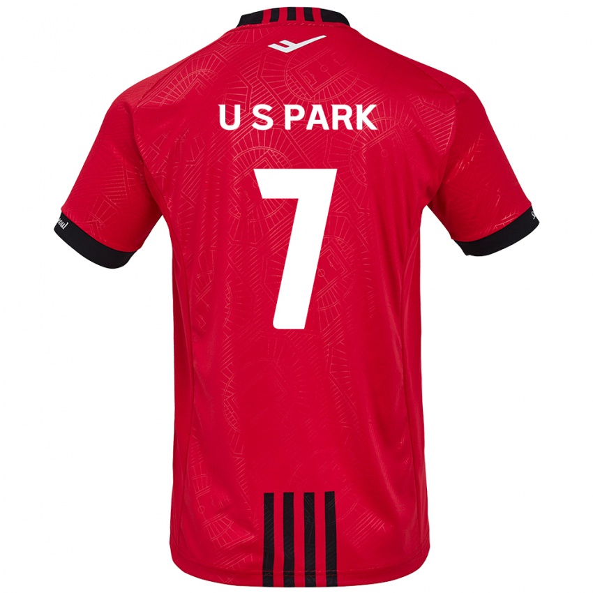 Niño Camiseta Sun-Uk Park #7 Negro Rojo 1ª Equipación 2024/25 La Camisa Chile