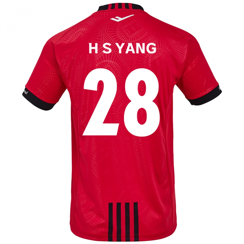 Niño Camiseta Seung-Hyeon Yang #28 Negro Rojo 1ª Equipación 2024/25 La Camisa Chile