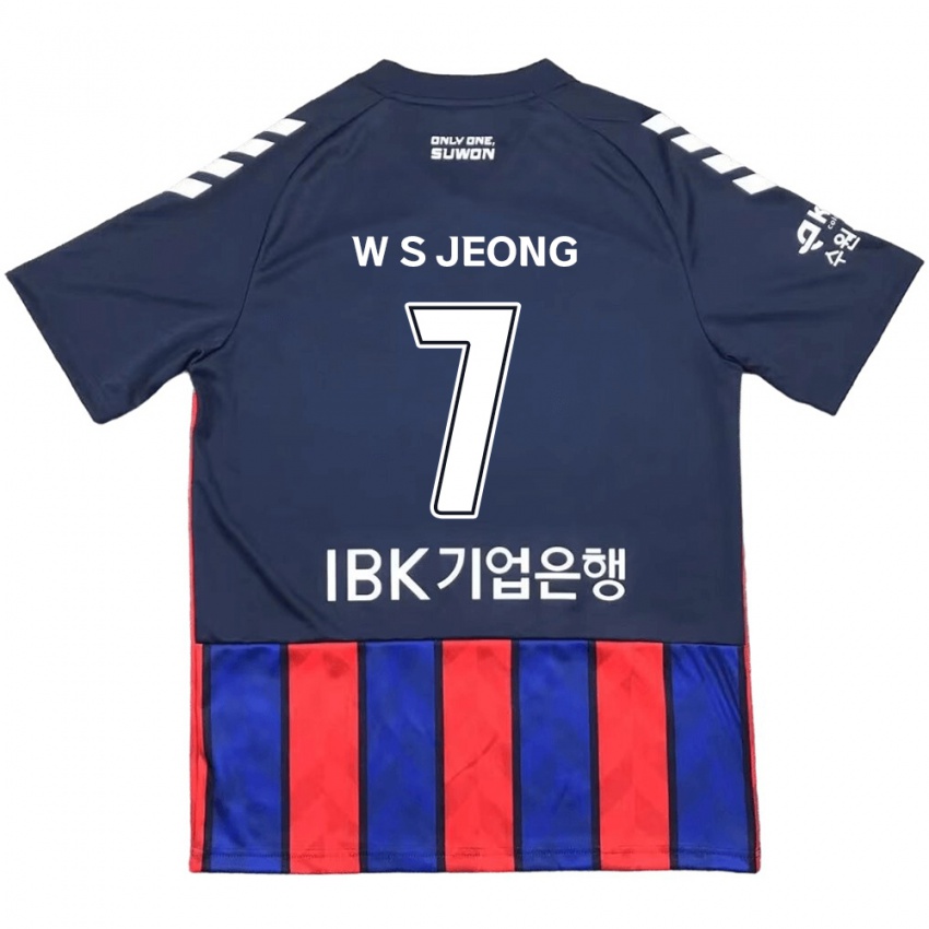 Niño Camiseta Seung-Won Jeong #7 Azul Rojo 1ª Equipación 2024/25 La Camisa Chile