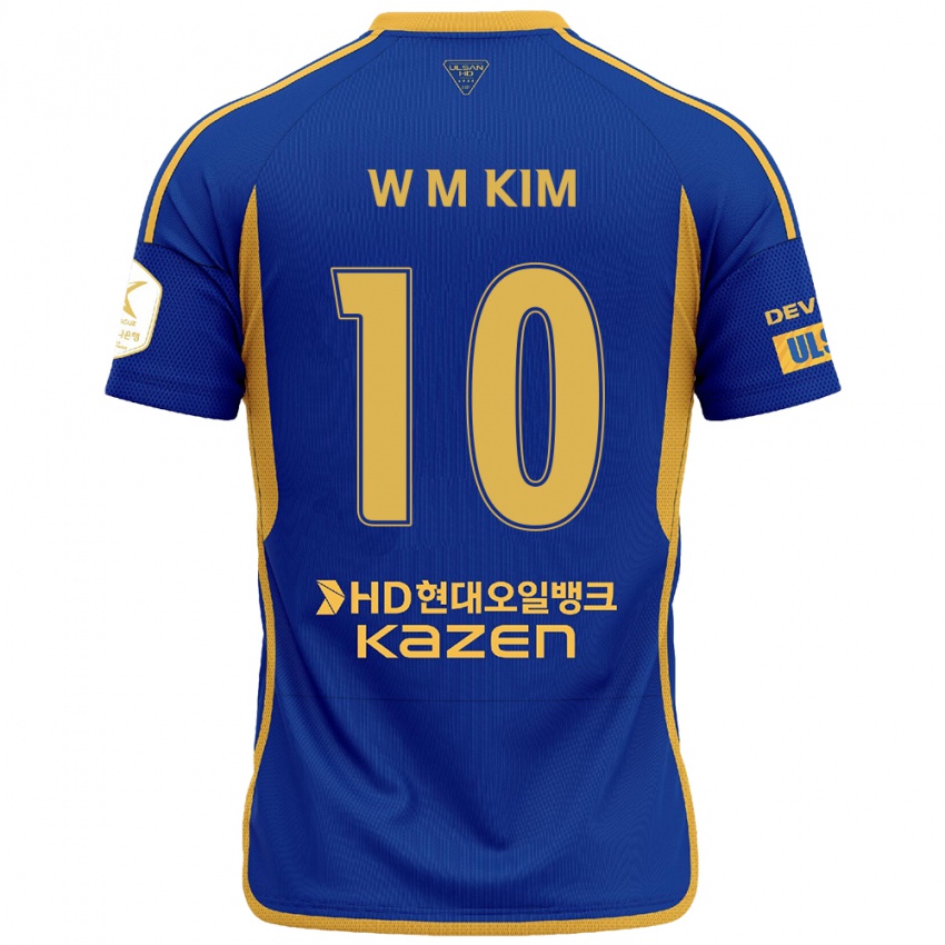 Niño Camiseta Min-Woo Kim #10 Azul Amarillo 1ª Equipación 2024/25 La Camisa Chile