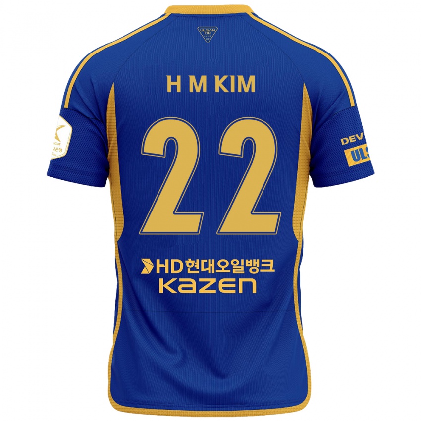 Niño Camiseta Min-Hyuk Kim #22 Azul Amarillo 1ª Equipación 2024/25 La Camisa Chile