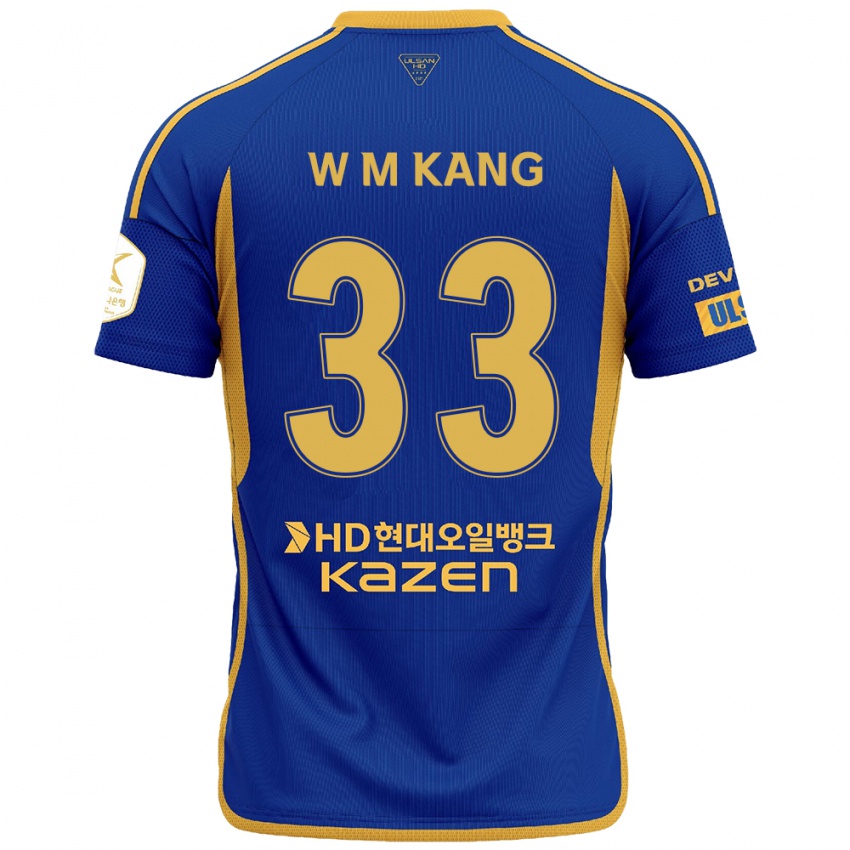 Niño Camiseta Min-Woo Kang #33 Azul Amarillo 1ª Equipación 2024/25 La Camisa Chile