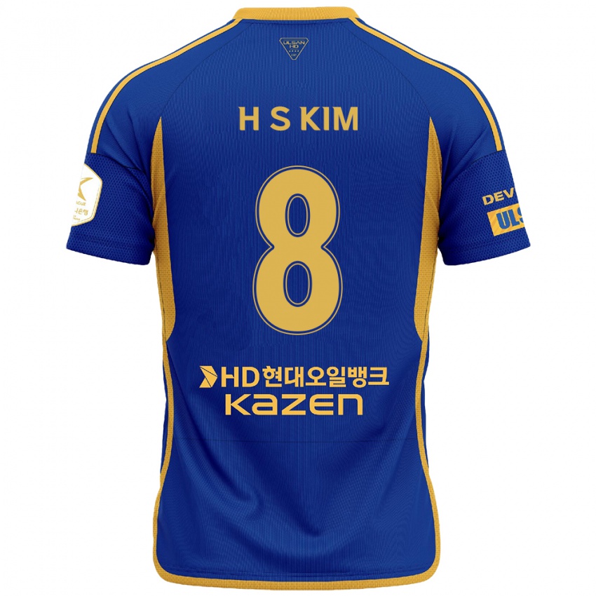 Niño Camiseta Seung-Hyun Kim #8 Azul Amarillo 1ª Equipación 2024/25 La Camisa Chile