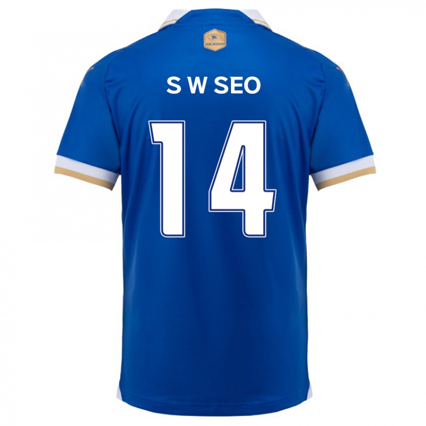 Niño Camiseta Woo-Seong Seo #14 Azul Blanco 1ª Equipación 2024/25 La Camisa Chile