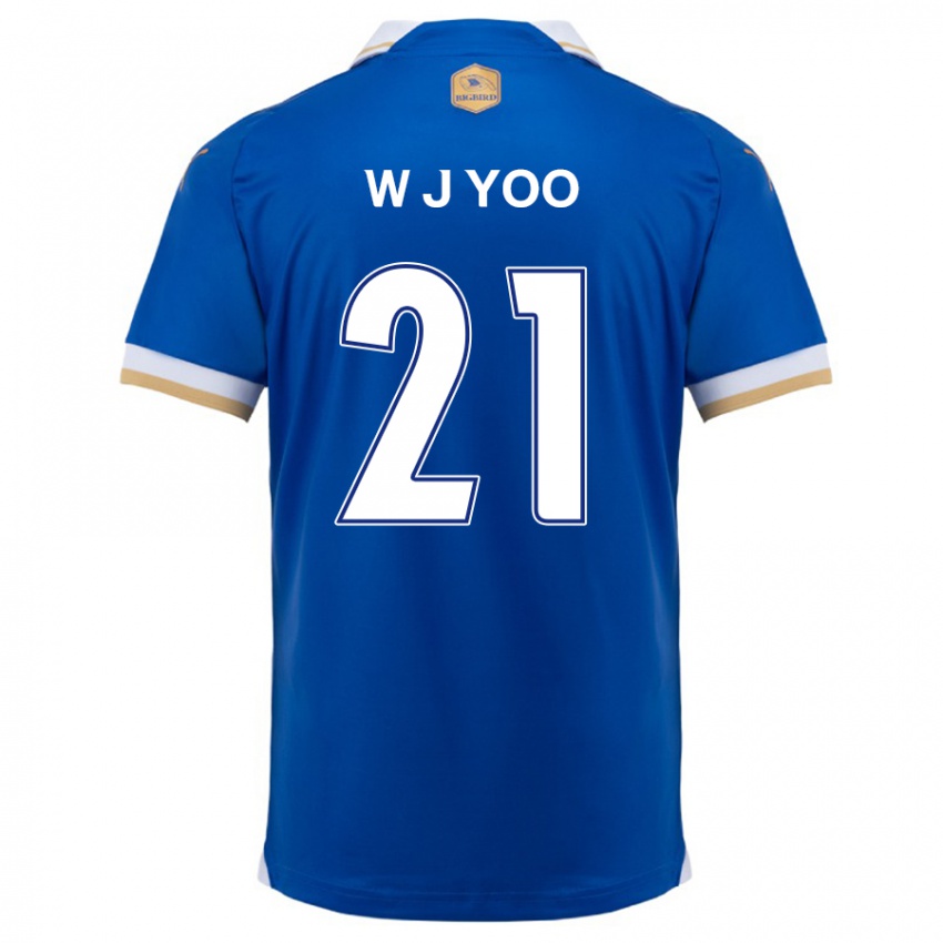 Niño Camiseta Jin-Wook Yoo #21 Azul Blanco 1ª Equipación 2024/25 La Camisa Chile