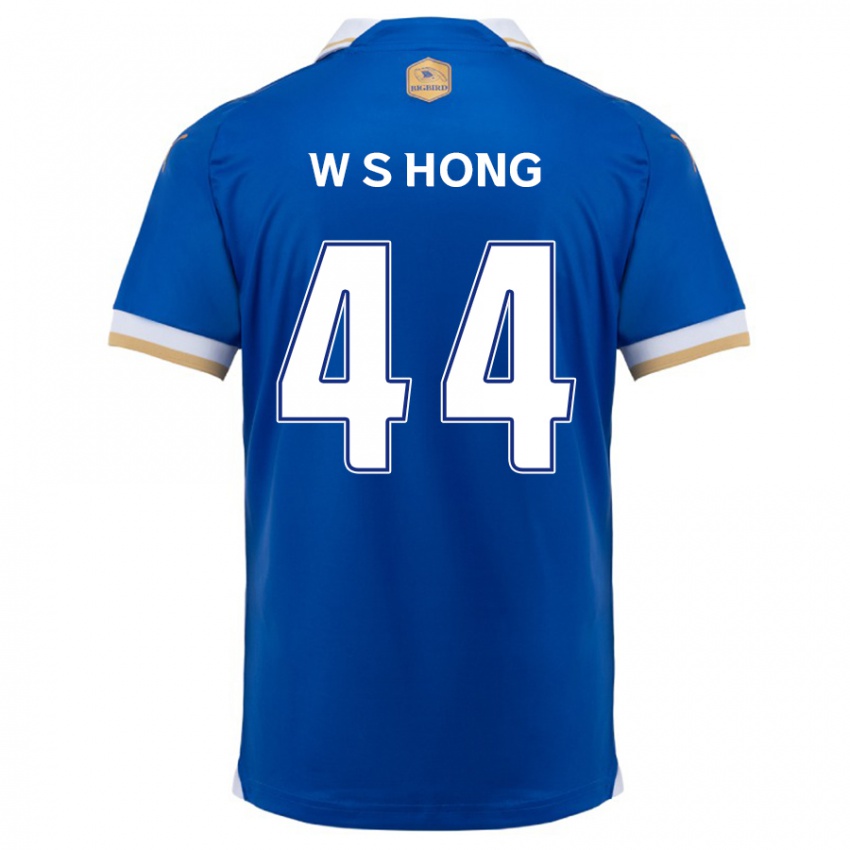 Niño Camiseta Sang-Won Hong #44 Azul Blanco 1ª Equipación 2024/25 La Camisa Chile