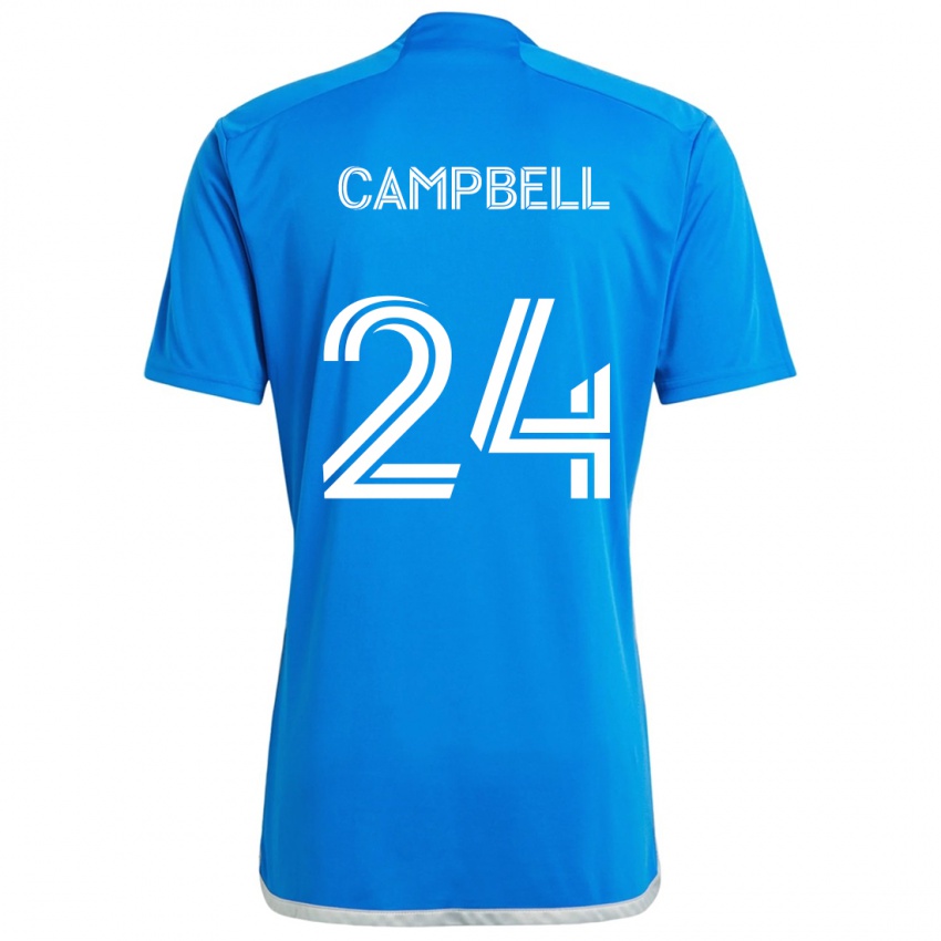 Niño Camiseta George Campbell #24 Azul Blanco 1ª Equipación 2024/25 La Camisa Chile